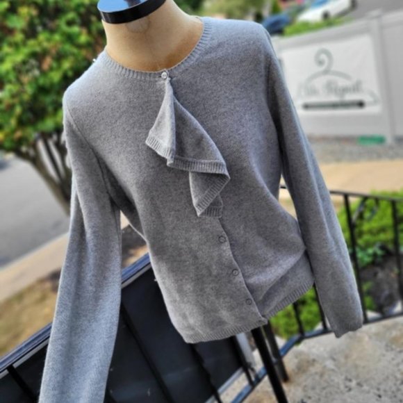 SUTTON STUDIO SZ L CASHMERE BUTTON UP SWEATER - Picture 2 of 4